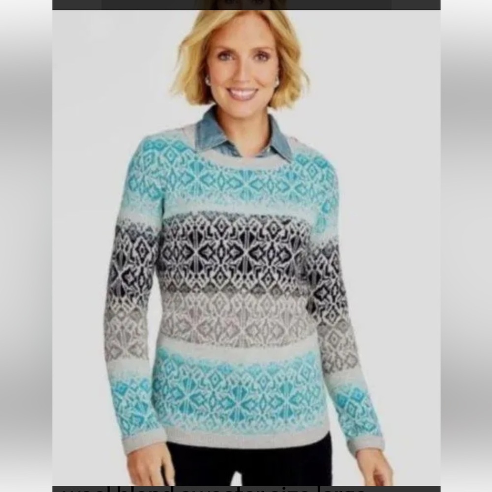 EUC Talbots ombre fair isle crewneck wool blend sweater